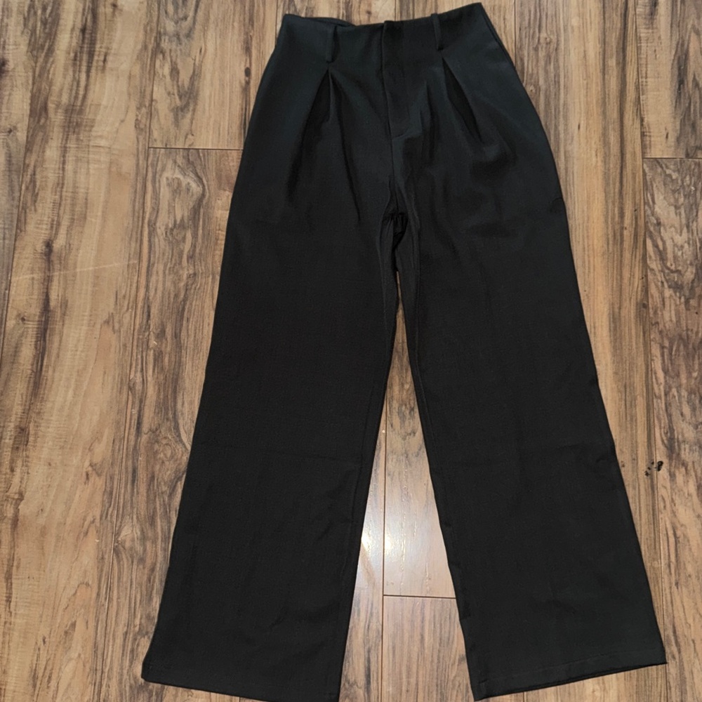 Wide Leg High-Rise Black/charcoal Pants
